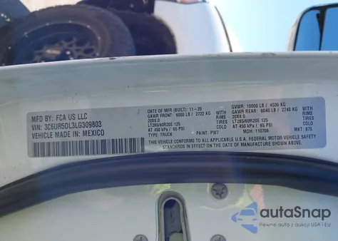 2020 Ram 2500 Big Horn 4X4 6'4 Box from USA, damaged, VIN 3C6UR5DL3LG309803